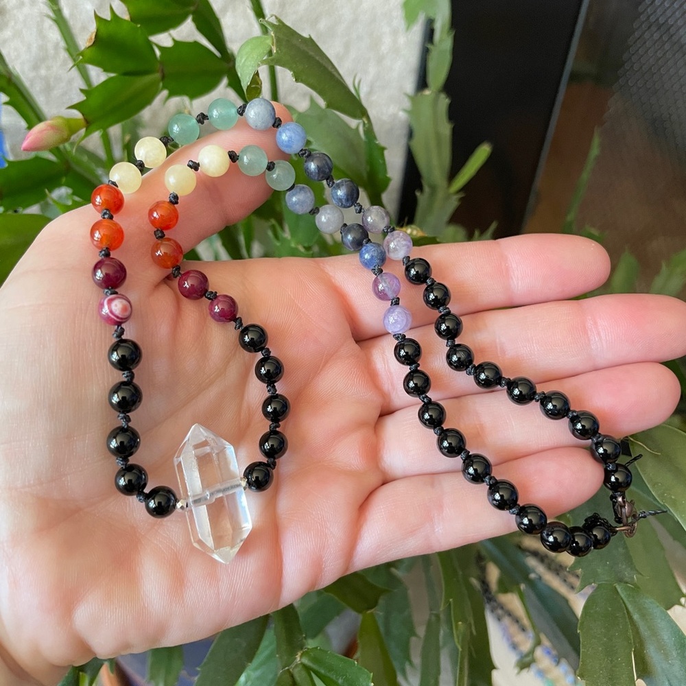 Handmade Rainbow 7 Chakra Choker
Necklace, Unisex Crystal Choker - Picture 5 of 8